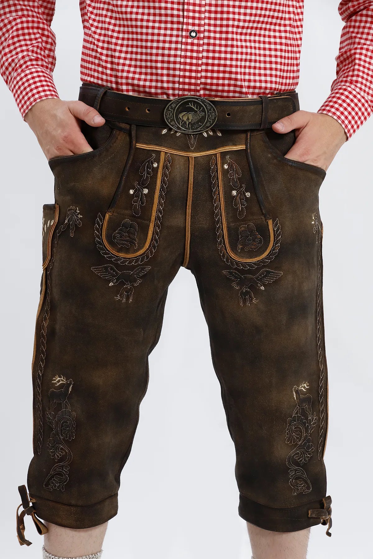 Authentic German Bundhosen For Men in Dark Chocolaty Brown