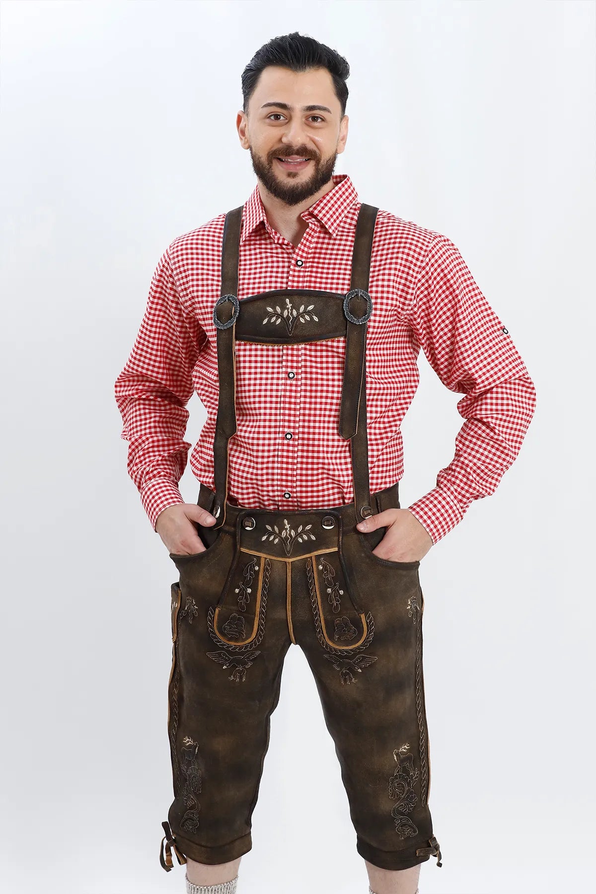 Authentic German Bundhosen For Men in Dark Chocolaty Brown