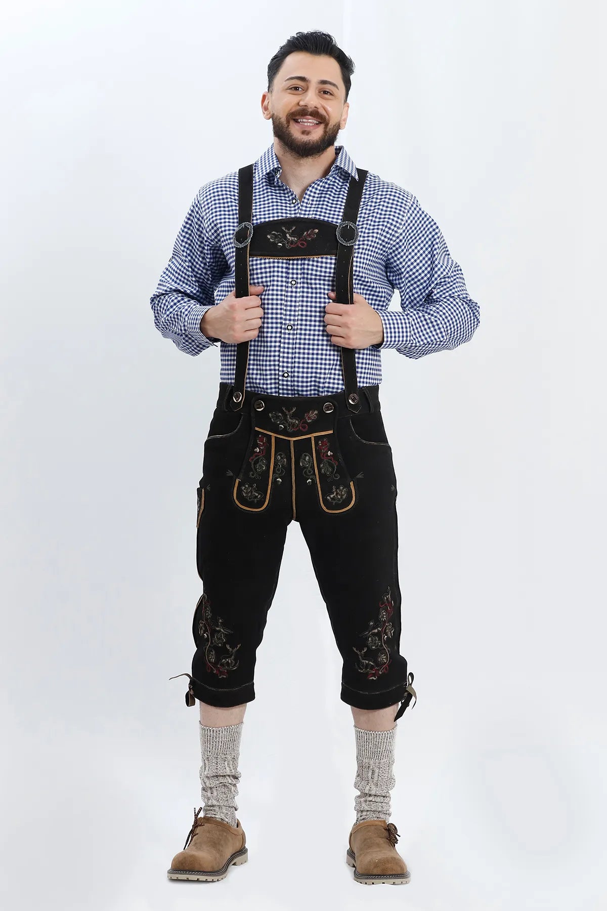 Traditional Black Bundhosen with Suspenders