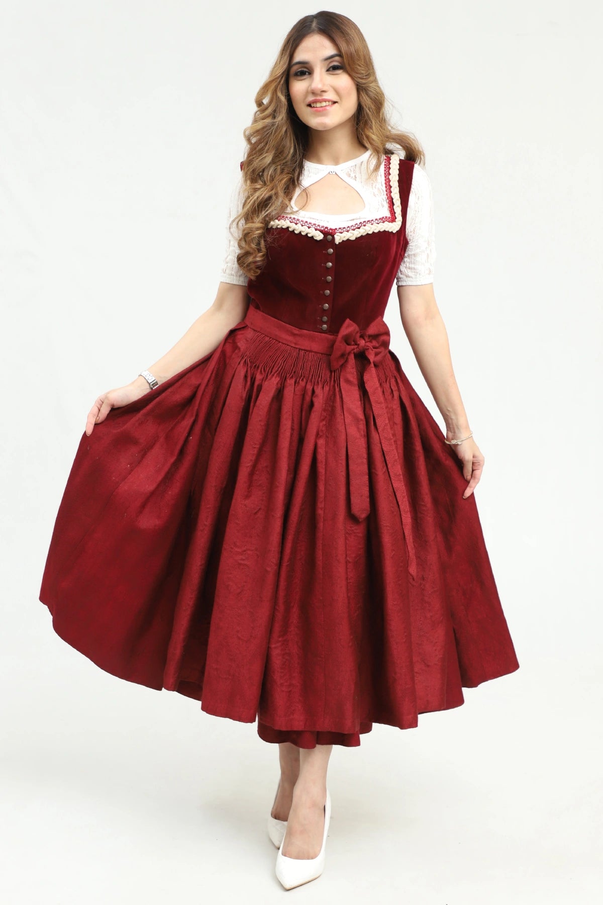 Rich Maroon Dirndl Stunning German Traditional Dress