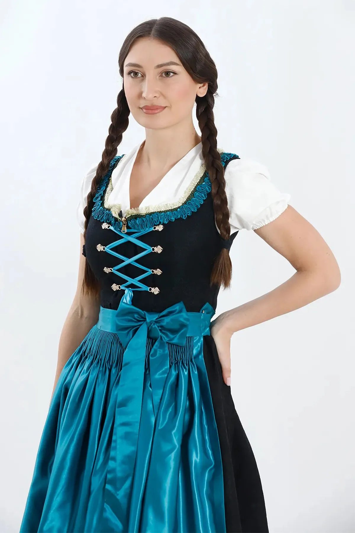 Luxury Elegant Black Midi Dirndl Dress