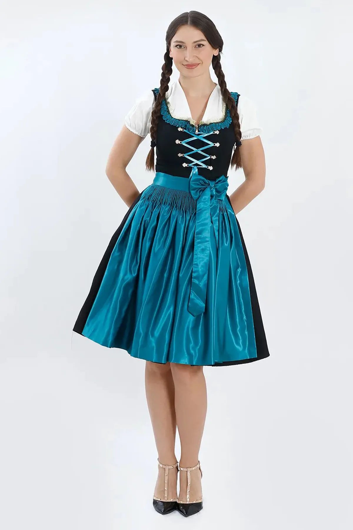 Oktoberfest Dirndl Dress in Black and Green