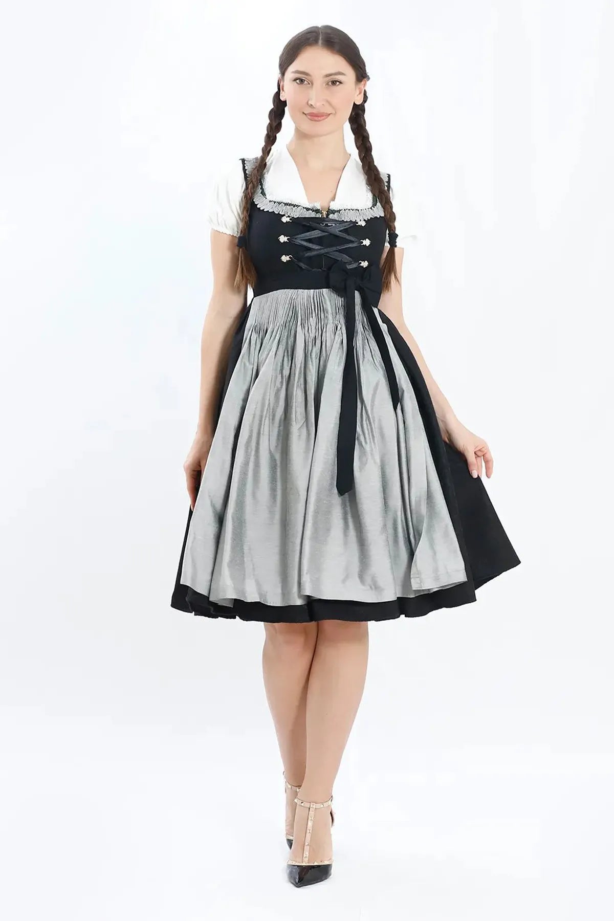 Oktoberfest Dirndl Dress in Black and Gray