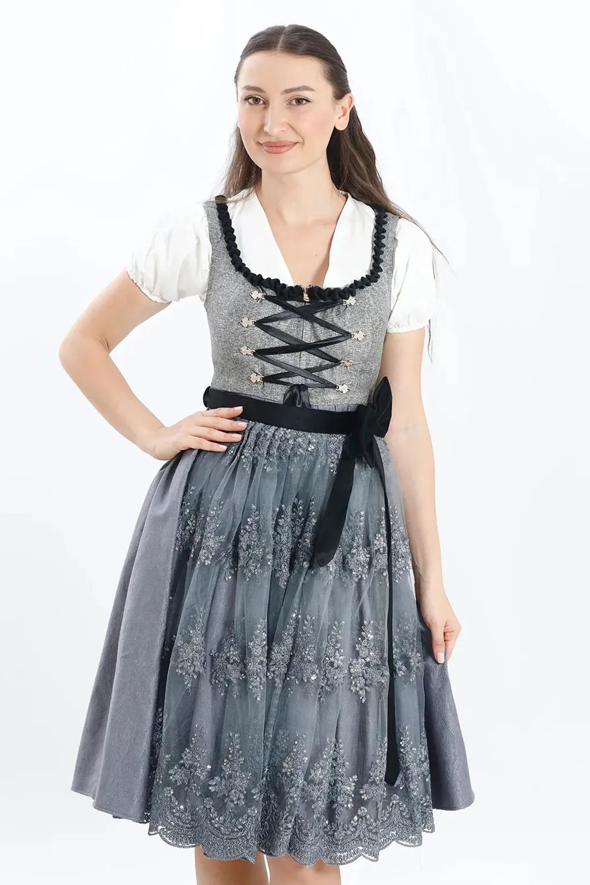 Classic Gray Dirndl - Authentic Otkoberfest Dress
