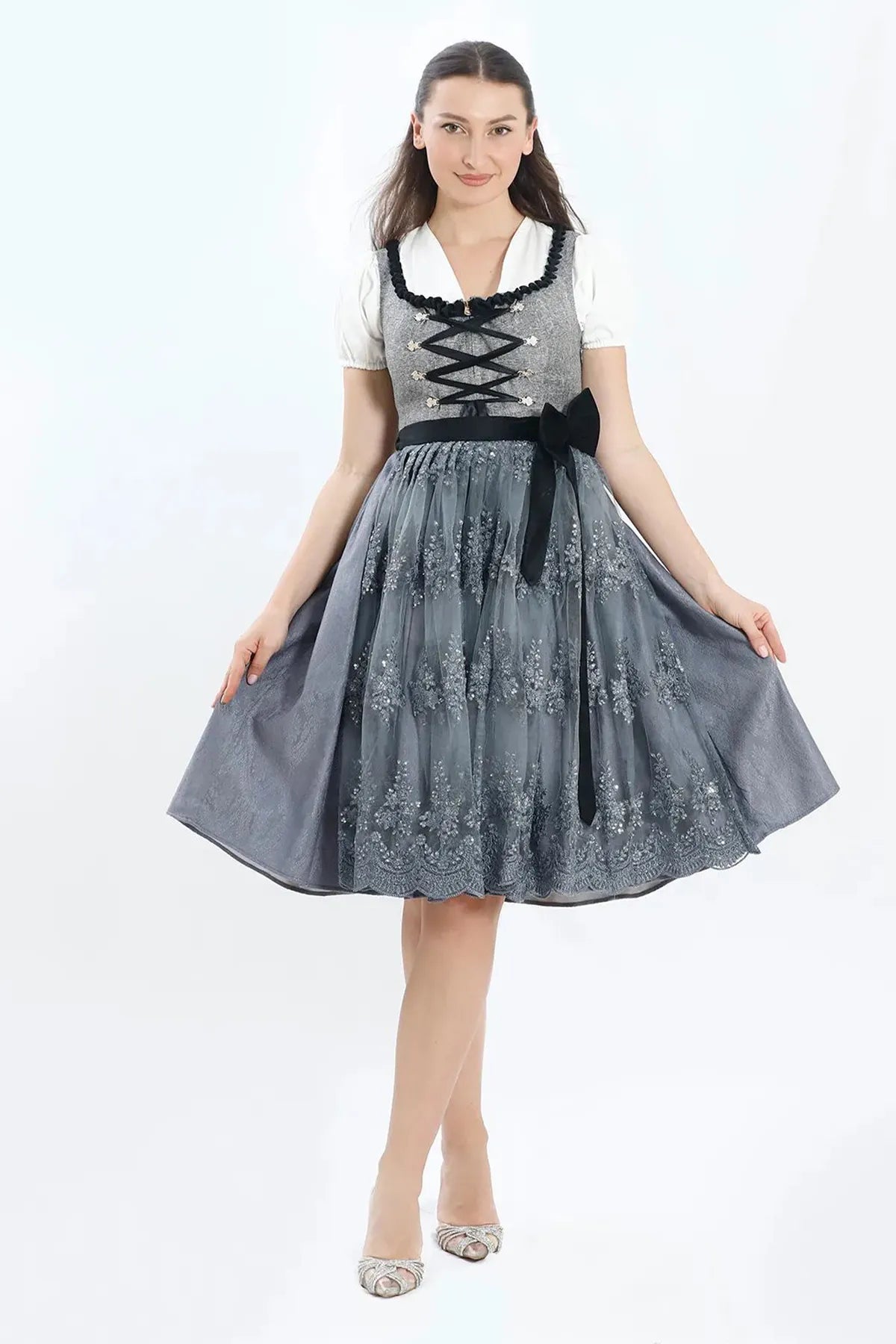 Classic Gray Dirndl - Authentic Otkoberfest Dress