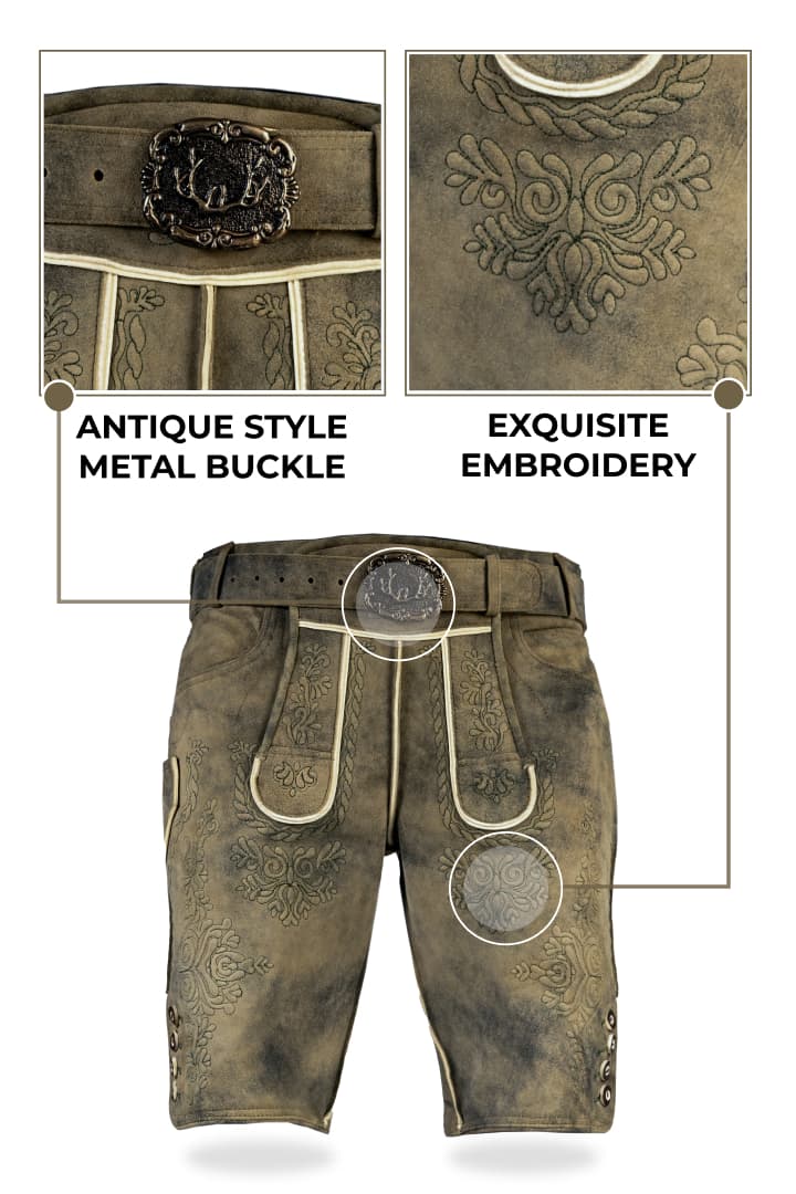 Lederhosen Men Vintage Gray