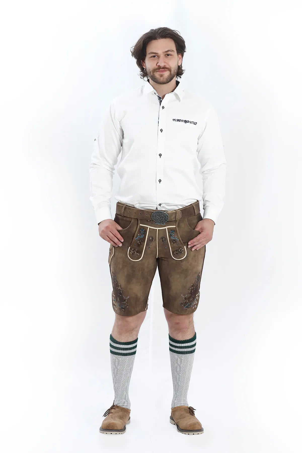 Smoke Brown Lederhosen Mens Attire Set