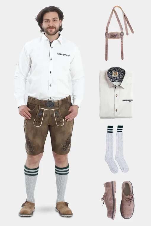 Smoke Brown Lederhosen Mens Attire Set