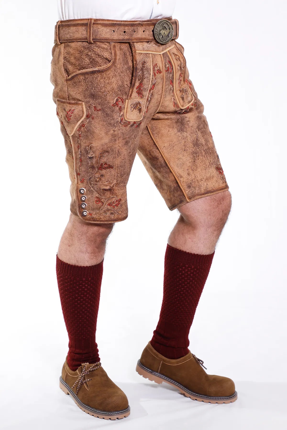 Traditional Lederhosen Men in Vintage Brown