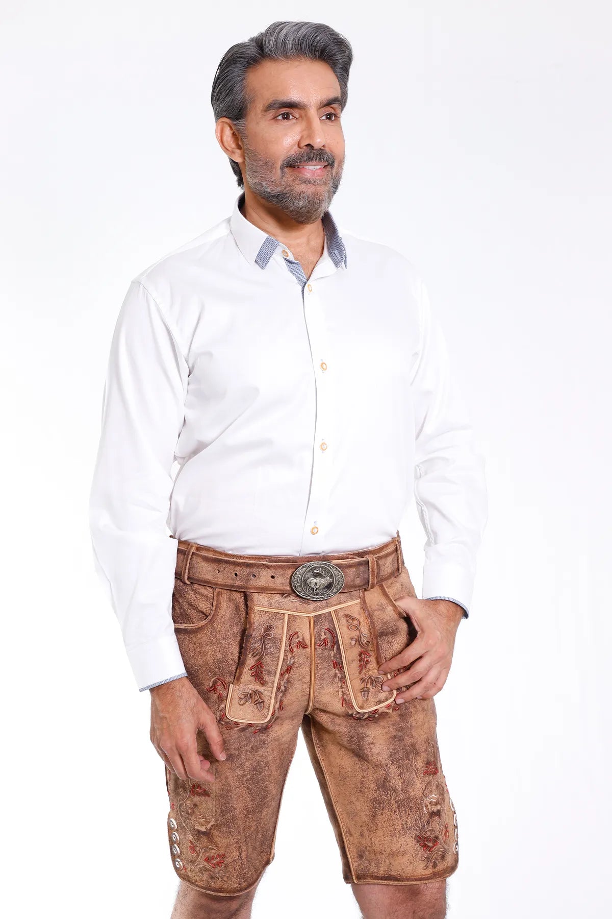 Traditional Lederhosen Men in Vintage Brown