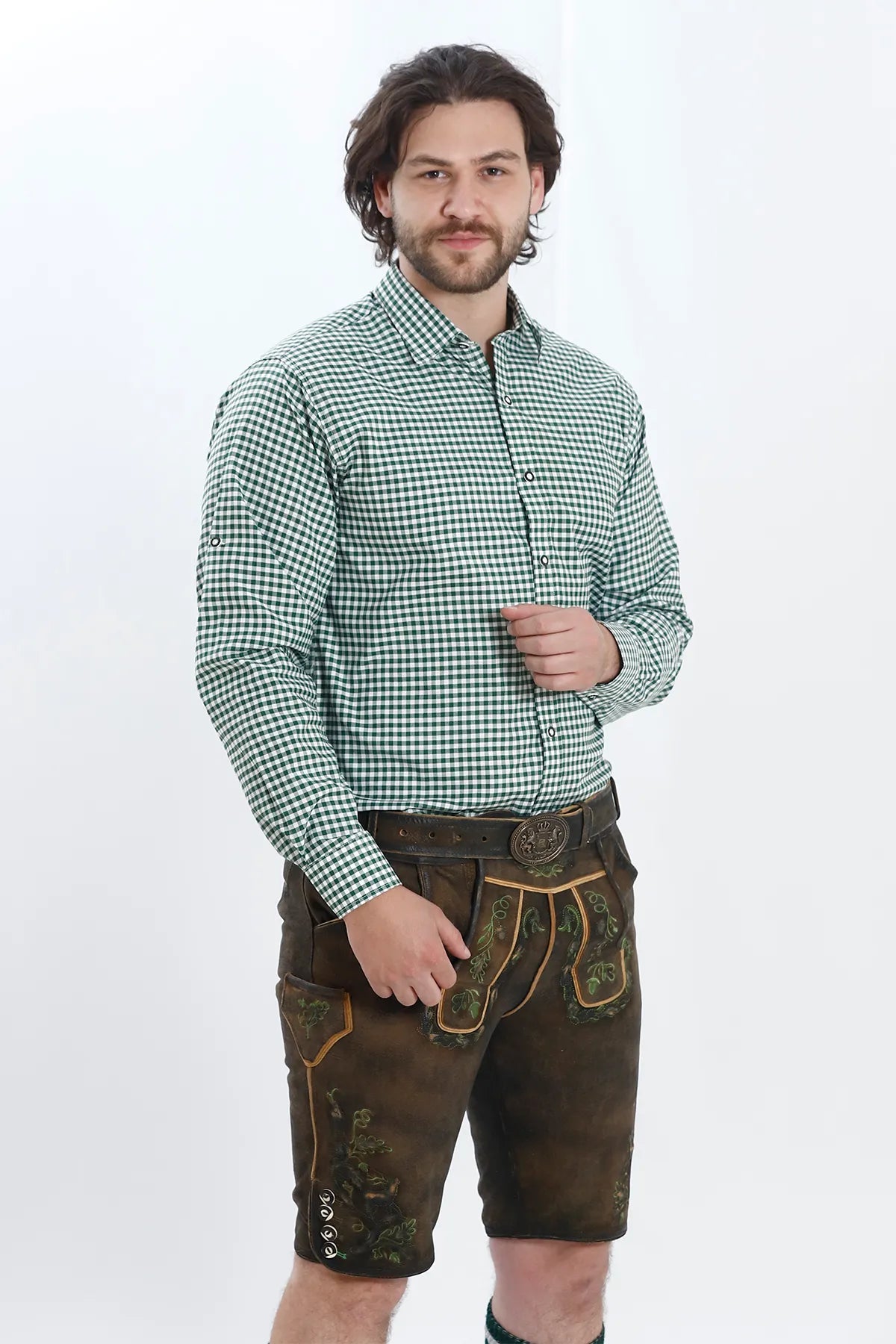 German Lederhosen Men Shorts Ash Brown