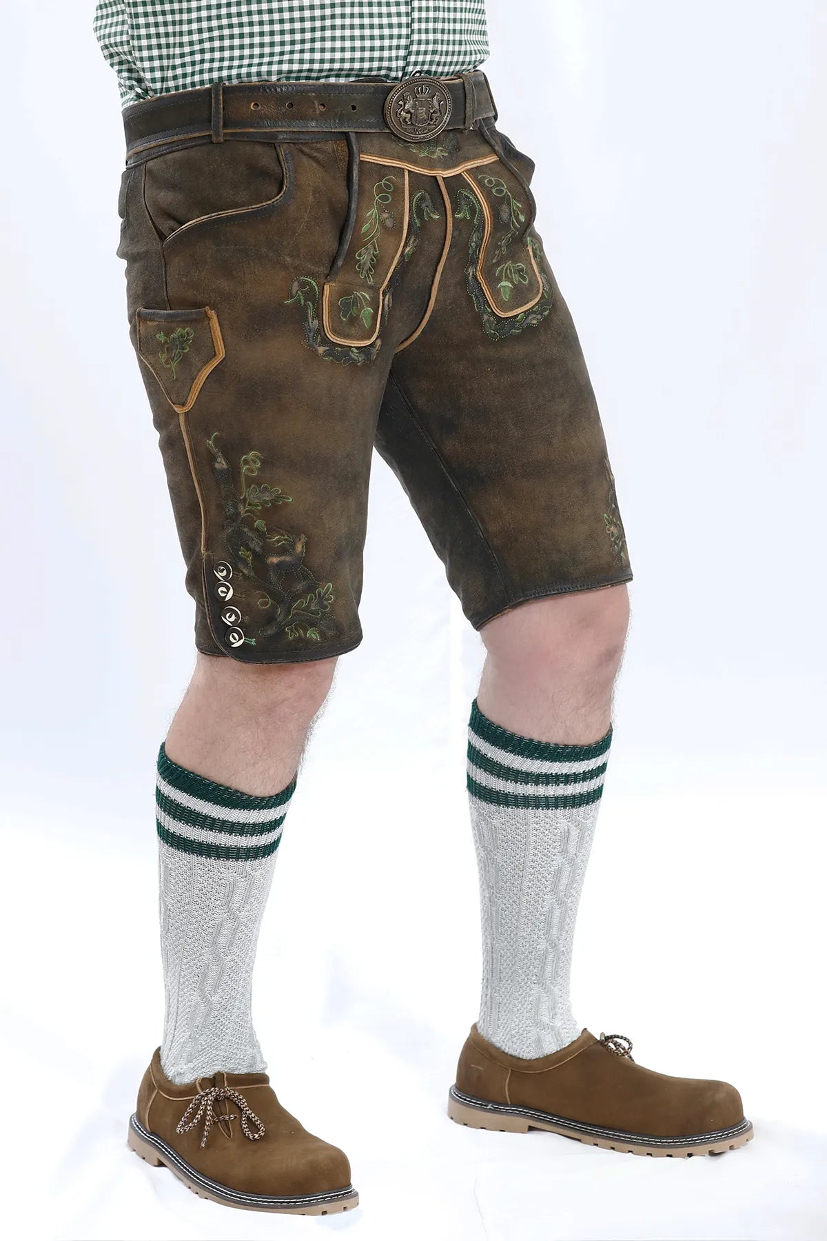 German Lederhosen Men Shorts Ash Brown