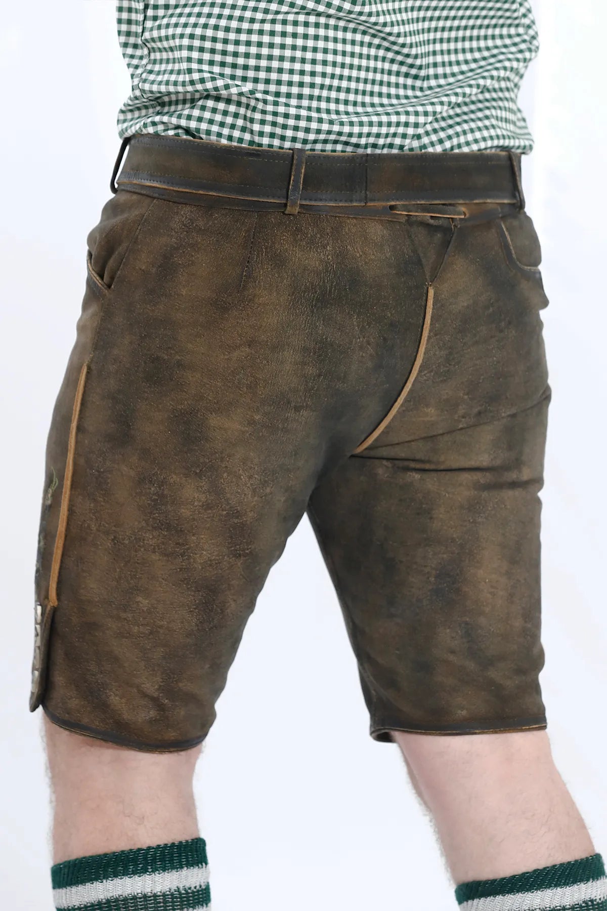 German Lederhosen Men Shorts Ash Brown