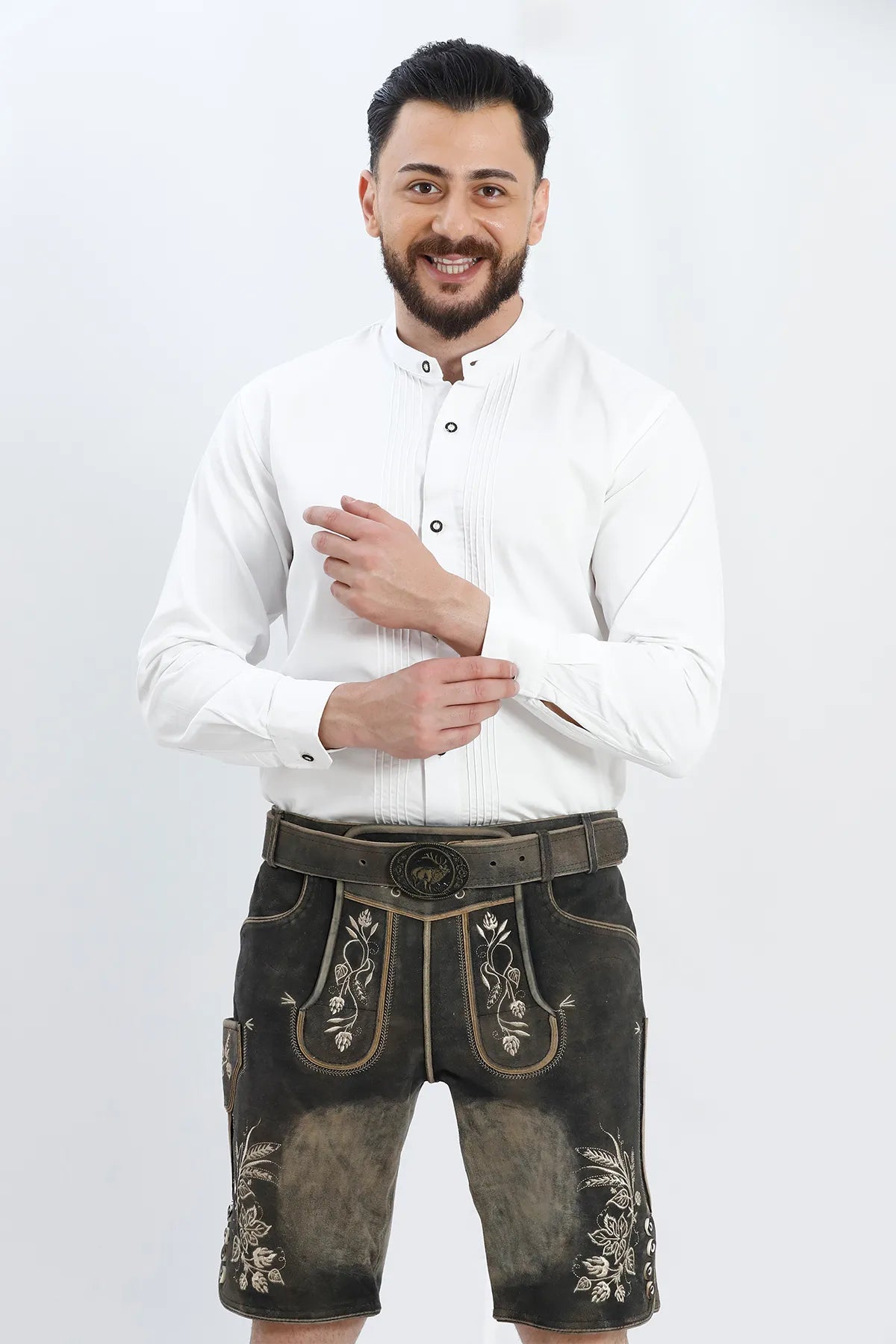 Premium German Lederhosen Men Black Rust