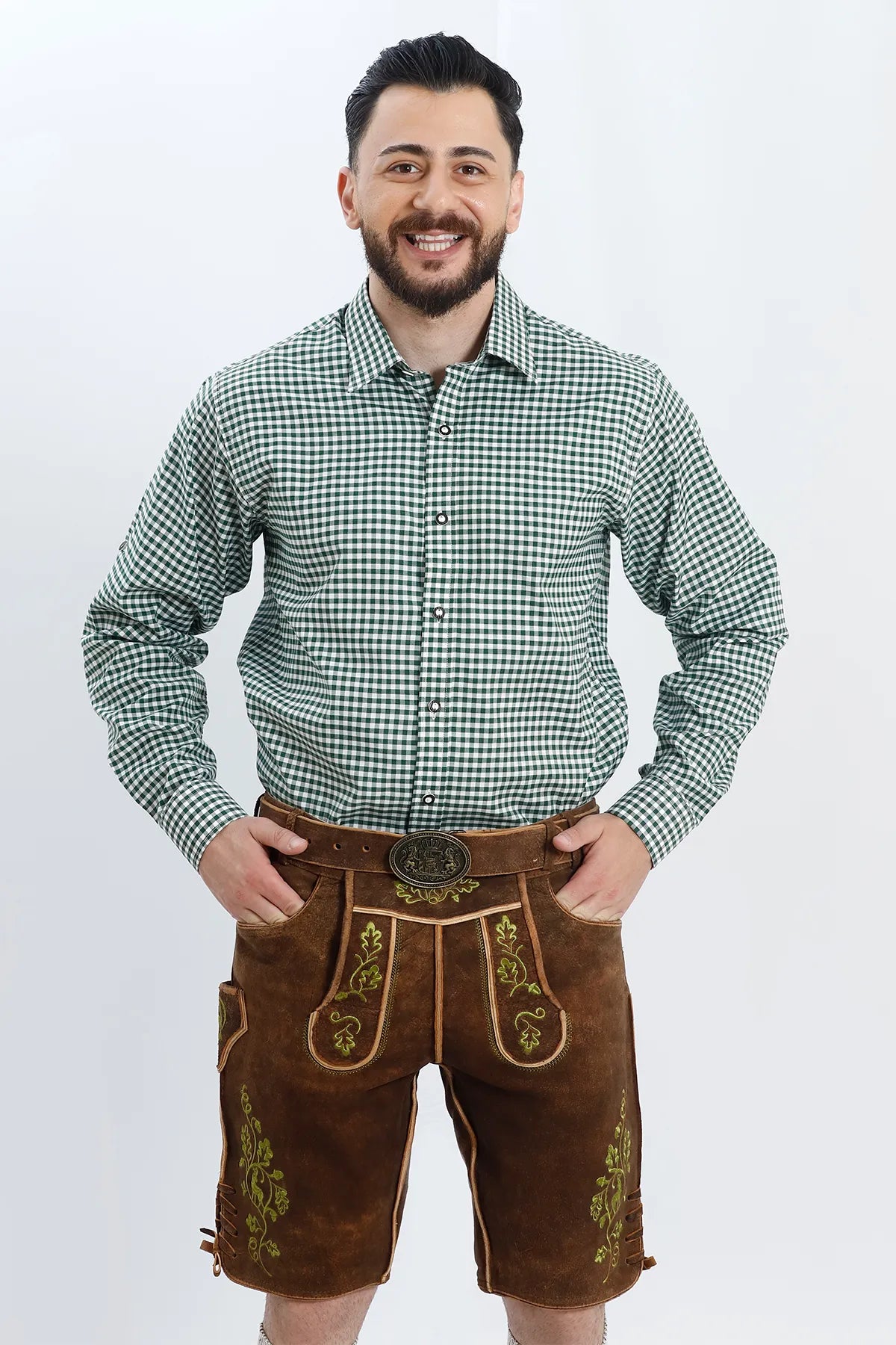 Vibrant Brown Men's Lederhosen Outfit