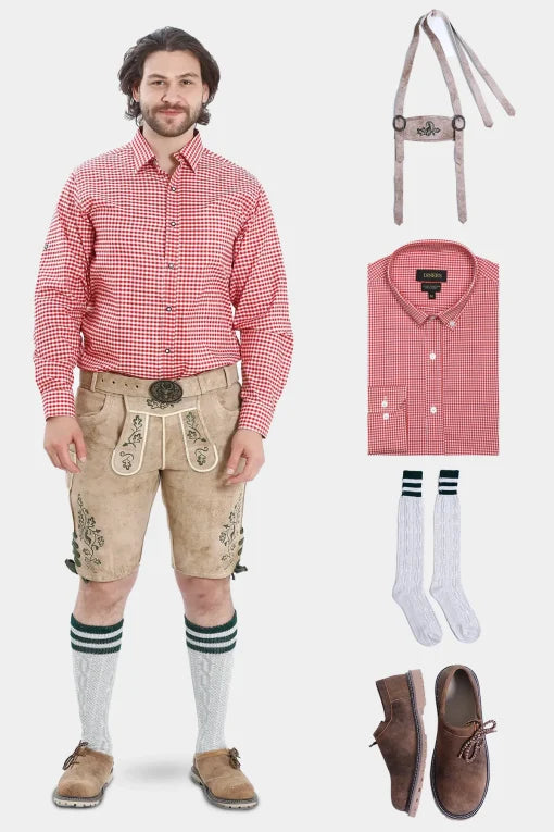 Oktoberfest Lederhosen in Pearly White Set