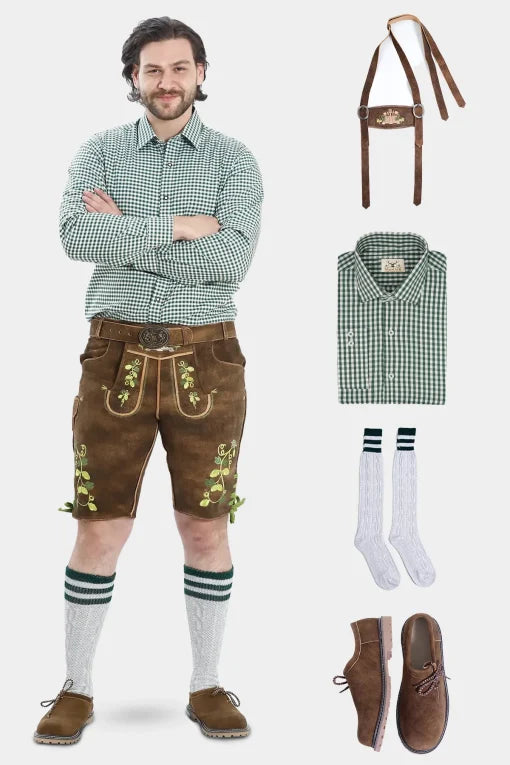 Forest Brown Bavarian Men’s Lederhosen Set