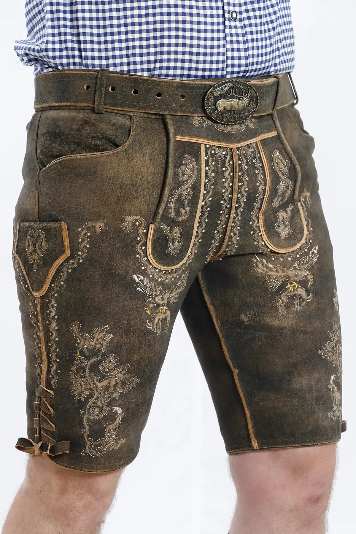 Premium Lederhosen Men Outfit Raw Brown