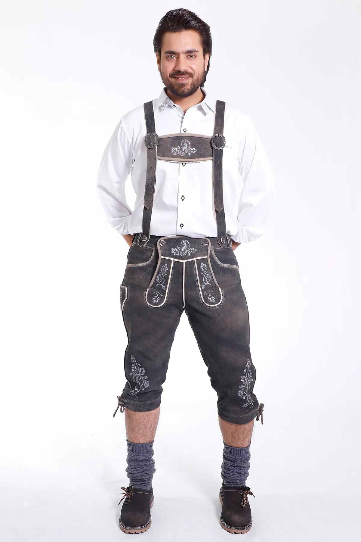 Authentic Knee Length Lederhosen Men for Oktoberfest