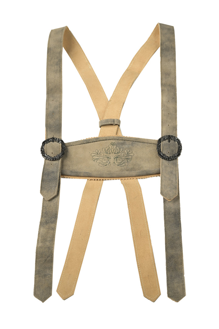 Smoke Grey Lederhosen Luxe Suspenders