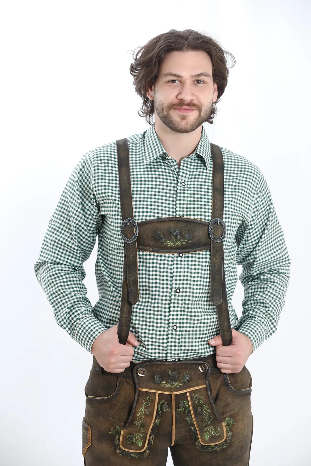 German Lederhosen Suspenders Ash Brown