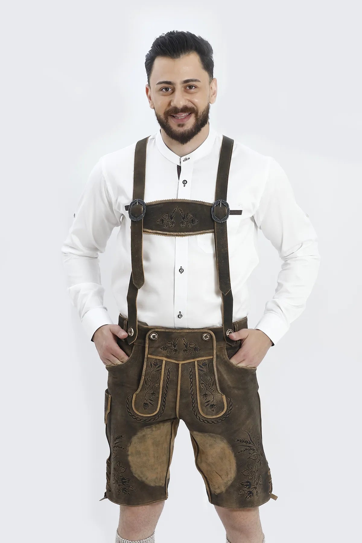 Lederhosen Men Suspenders Vintage Black