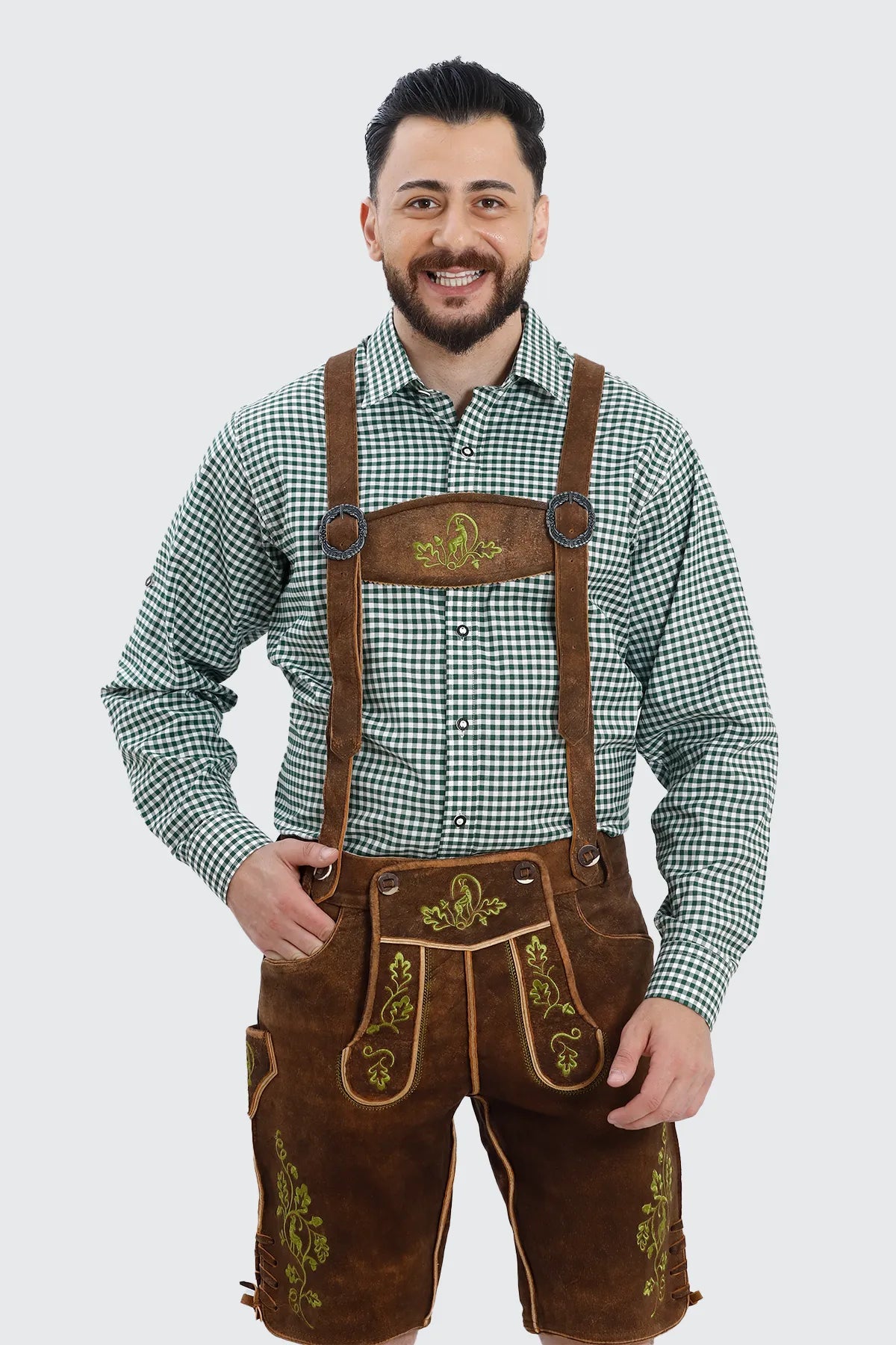 Genuine Leather Luxe Suspenders in Brown