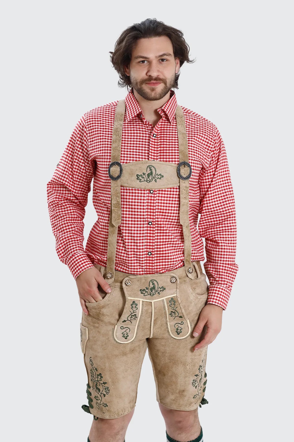 Oktoberfest Lederhosen Suspenders Pearly White