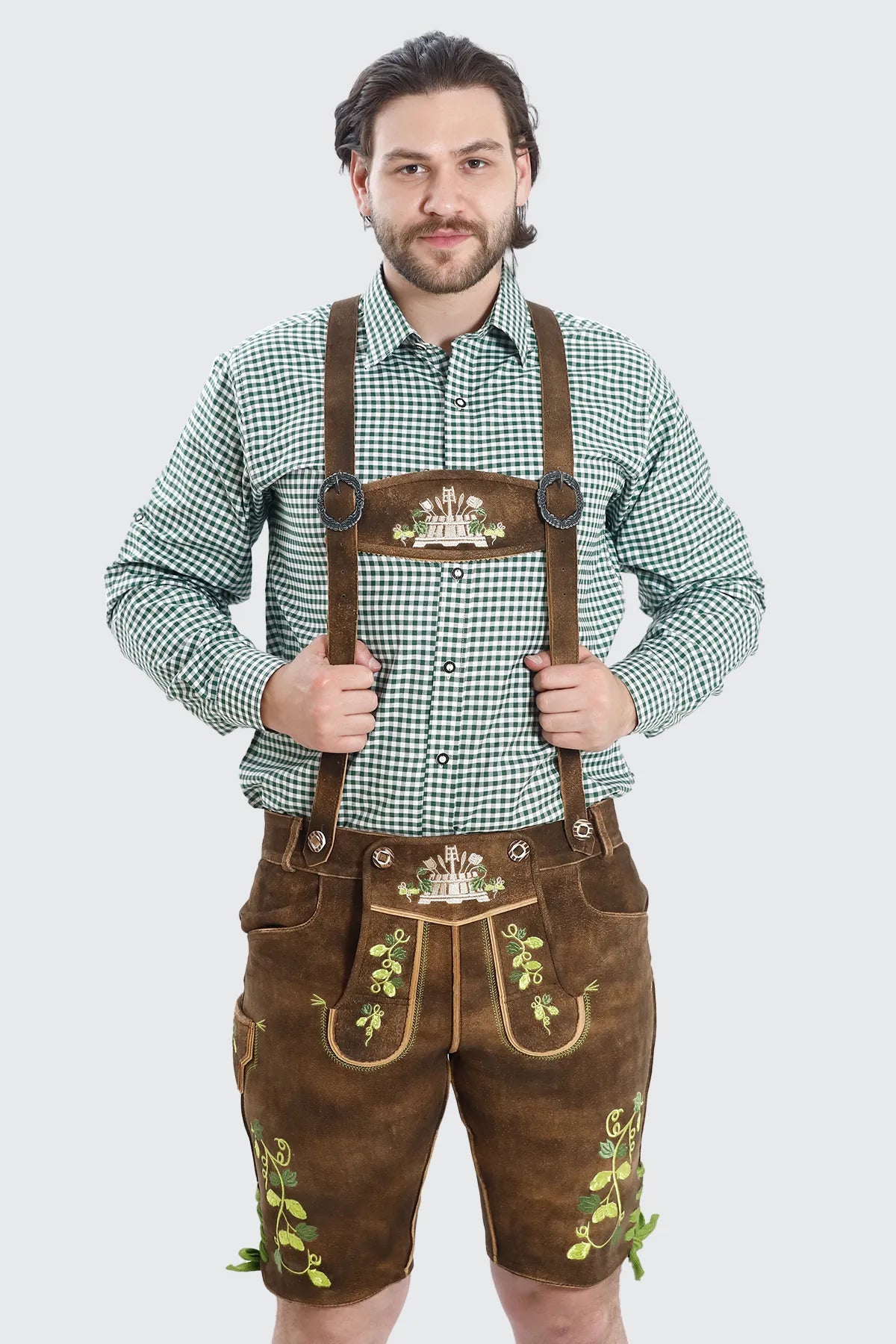 Forest Brown Bavarian Men’s Lederhosen Set