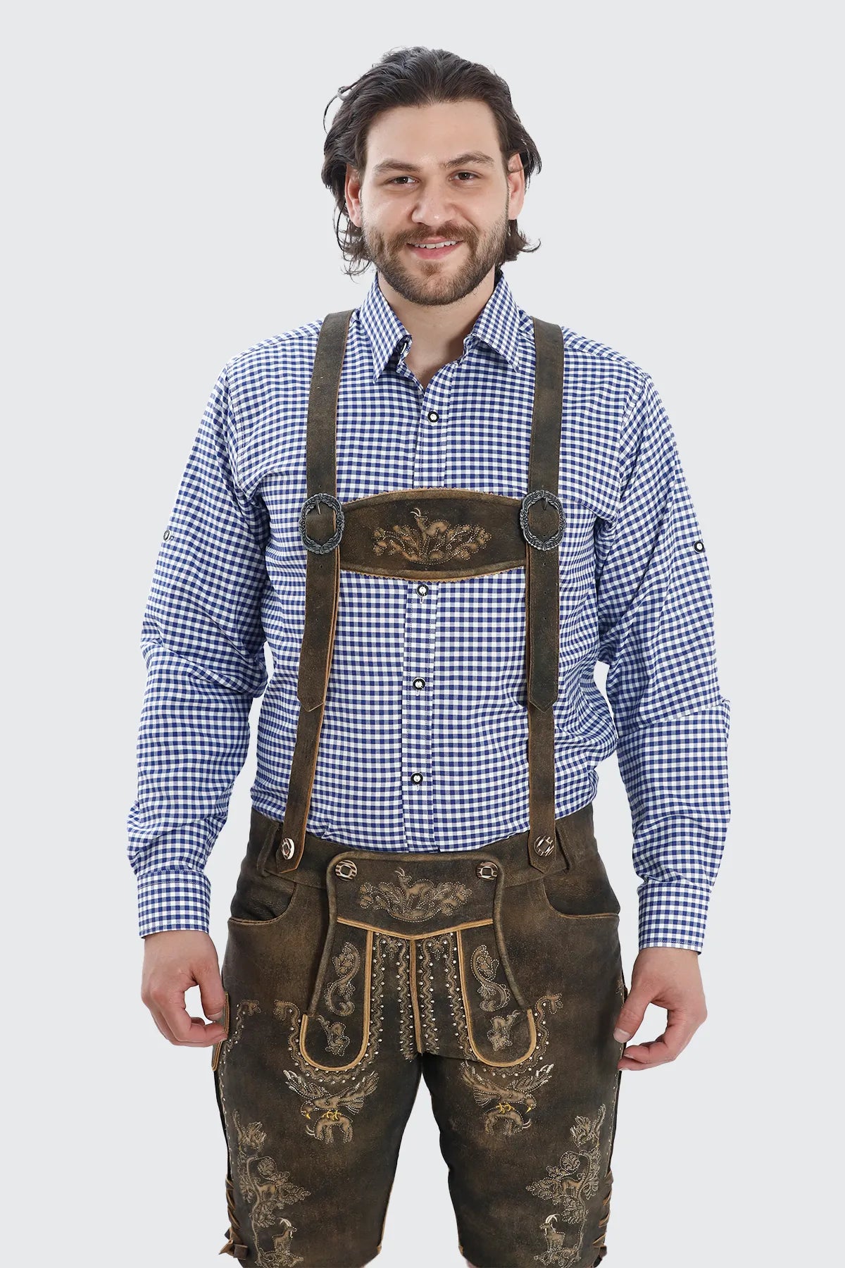 Premium Lederhosen Men Suspenders Raw Brown
