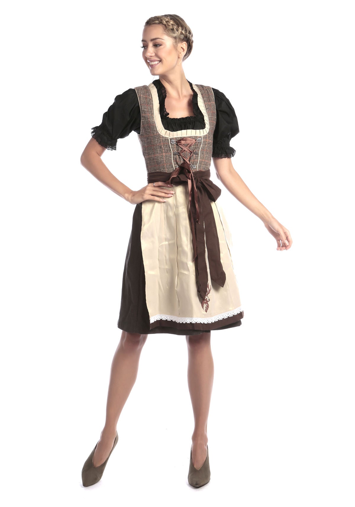 Traditional Checkered White Grey Dirndl