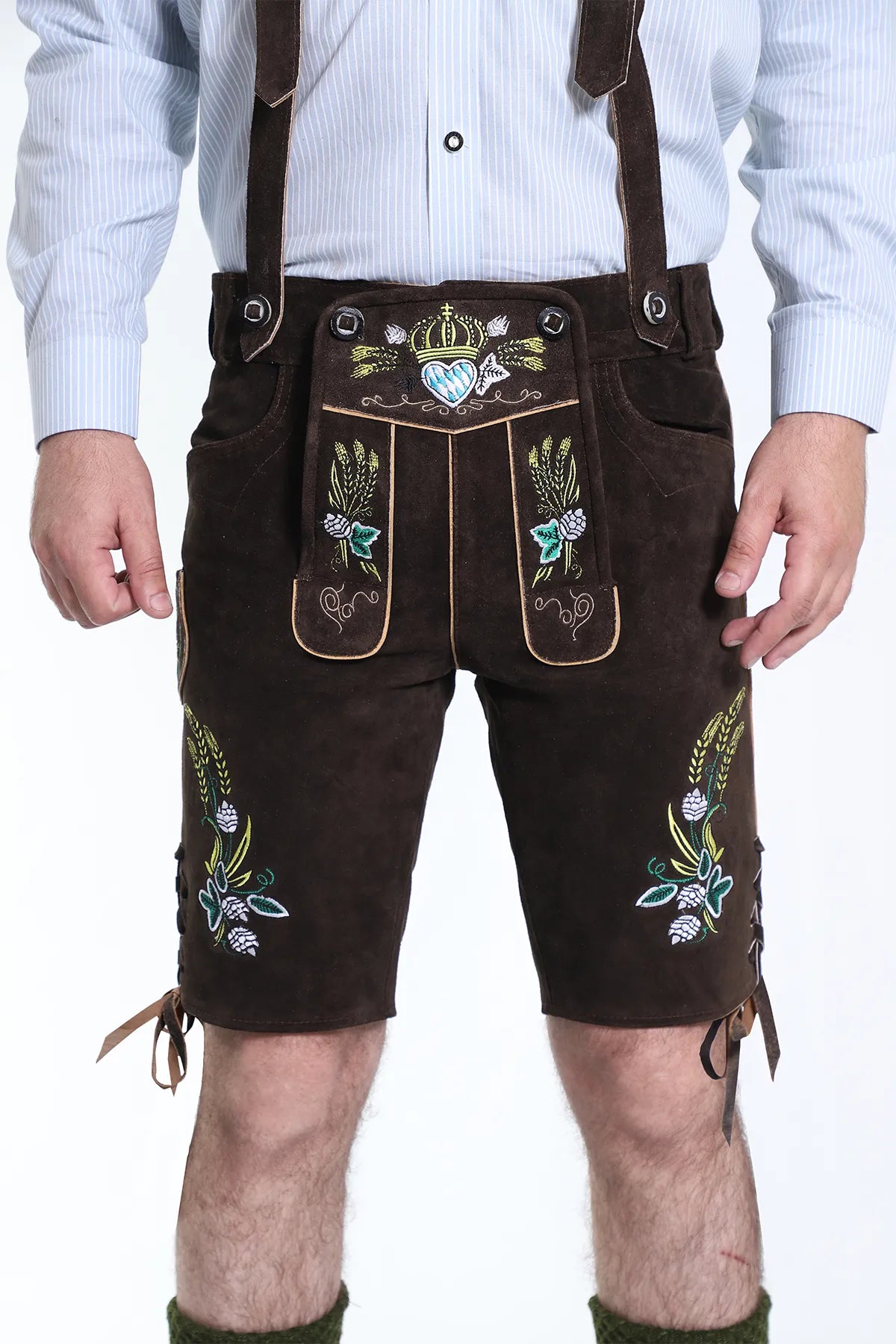 Bavarian Herren Lederhosen Dark Brown Set