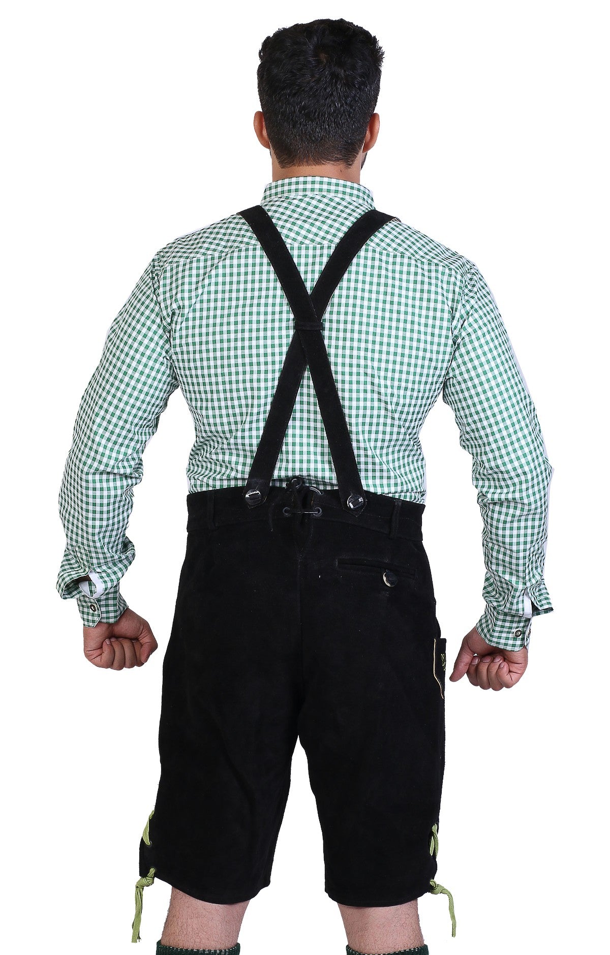 Multi Embroidered Short Lederhosen Night Black