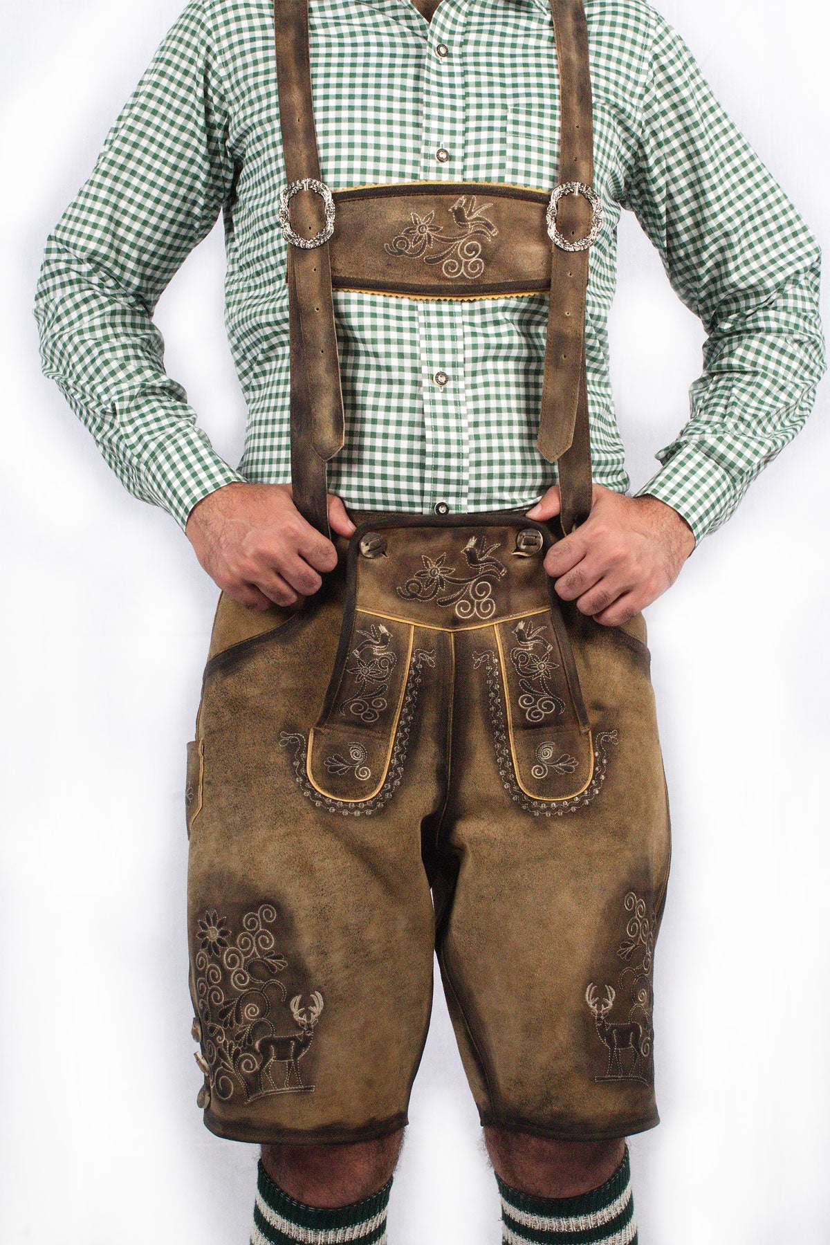 Trachten Short Lederhosen Real Shaded Brown
