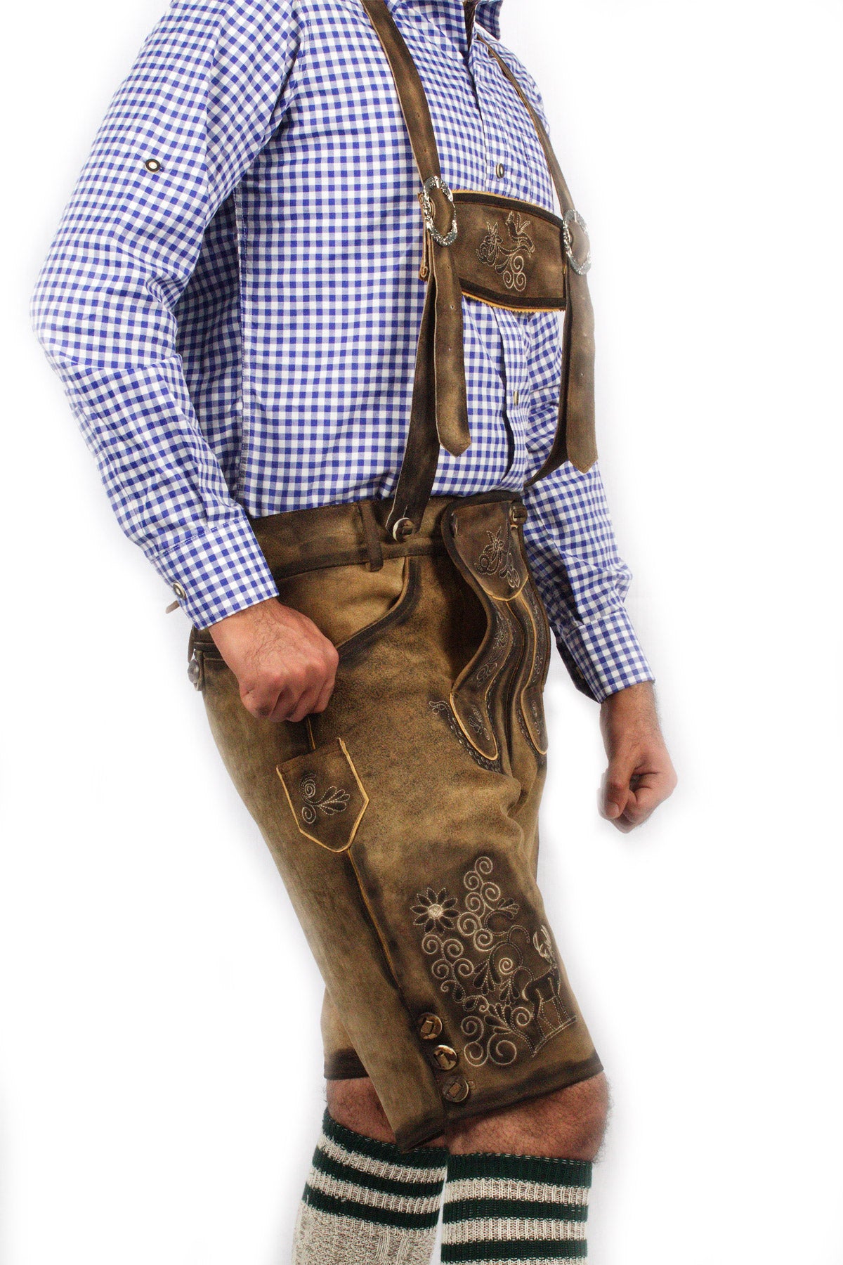 Trachten Short Lederhosen Real Shaded Brown