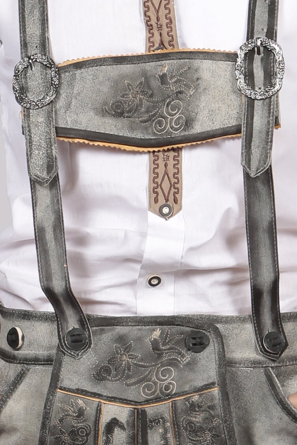 Trachten Short Mens Lederhosen Shaded Grey