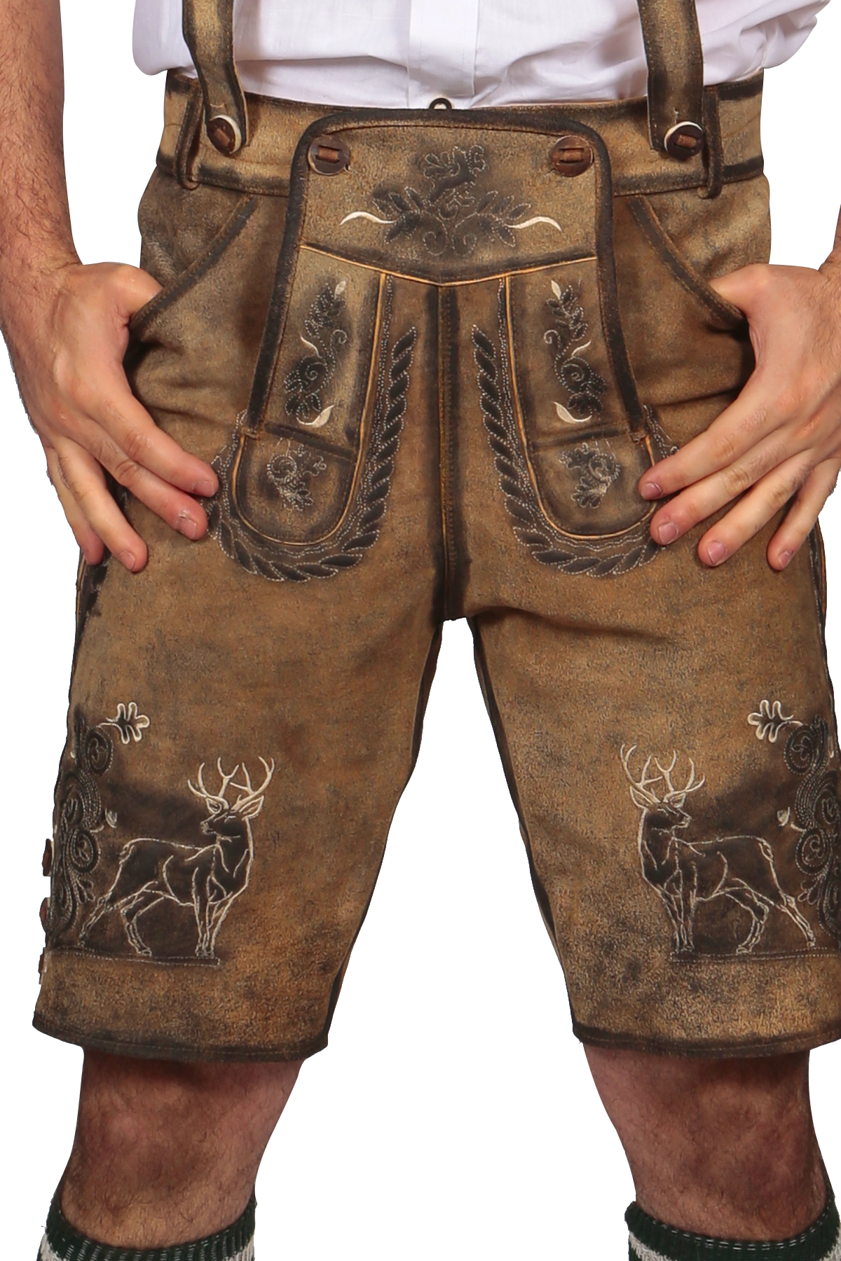 Trachten Short Lederhosen Shaded Wild Brown Set