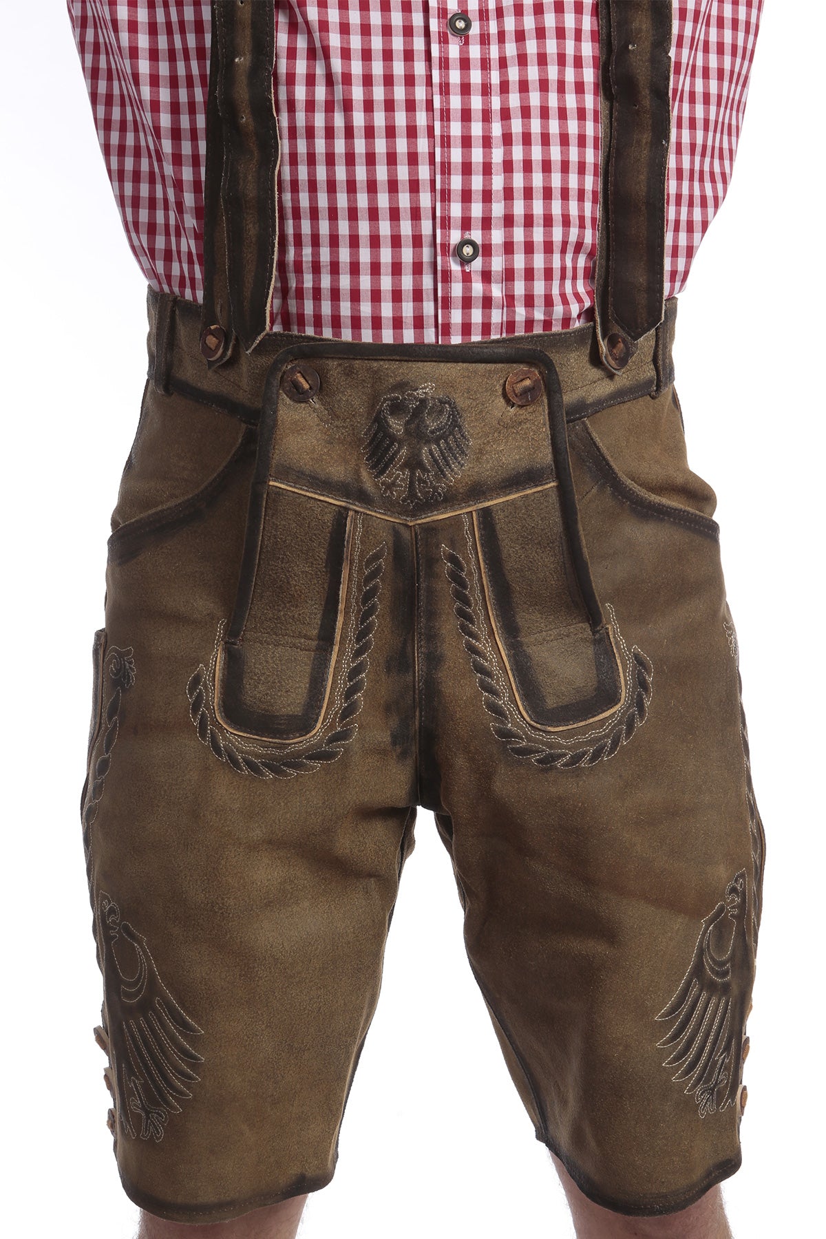 Short Men’s Lederhosen Deep Greenish Brown