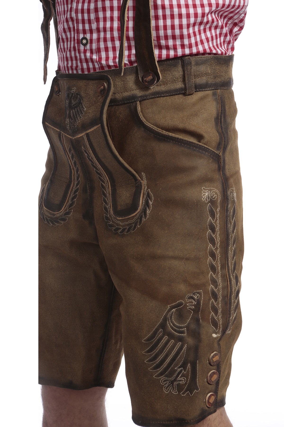 Short Men’s Lederhosen Deep Greenish Brown