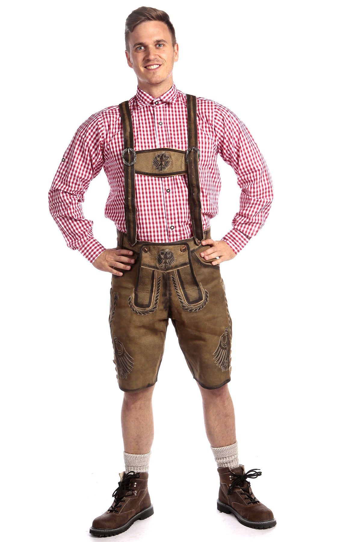Short Men’s Lederhosen Deep Greenish Brown