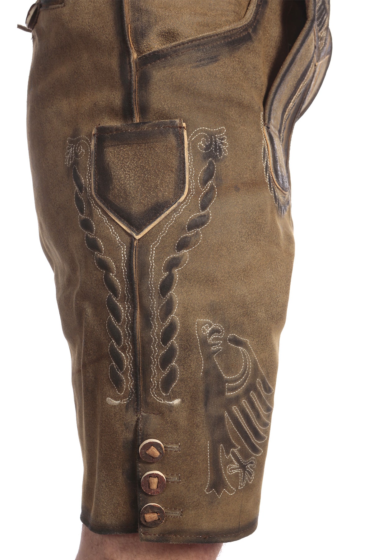 Short Men’s Lederhosen Deep Greenish Brown