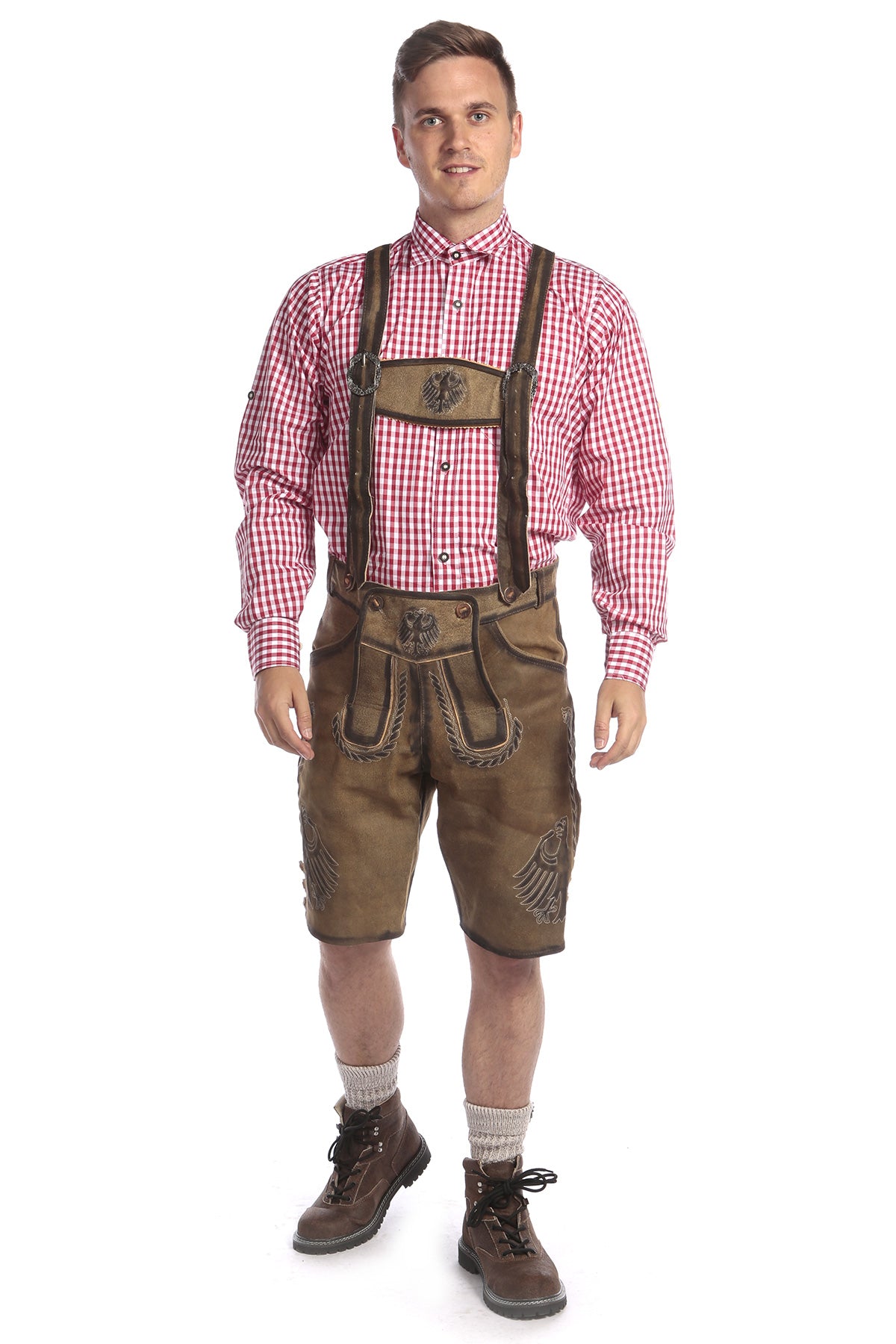 Short Men’s Lederhosen Deep Greenish Brown