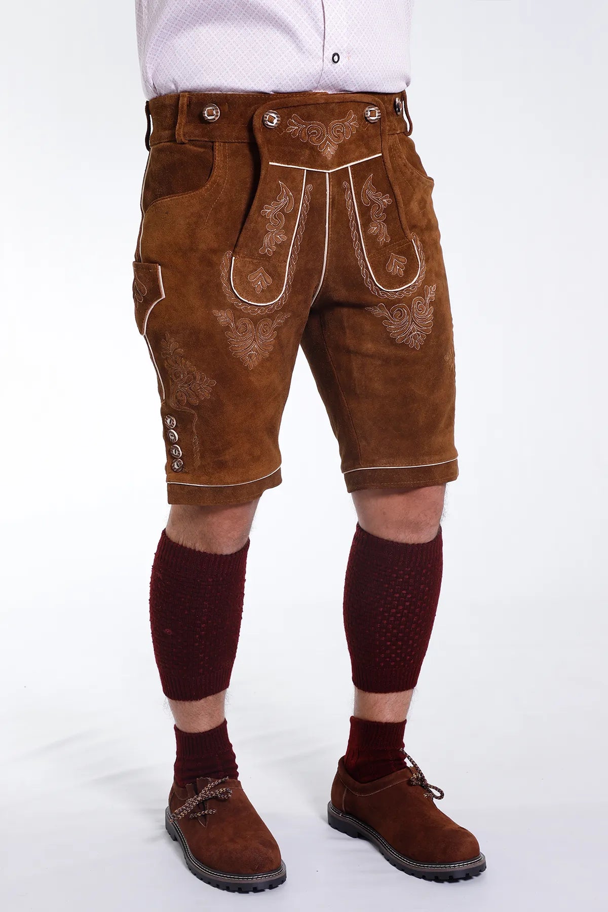 Genuine Bavarian Lederhosen for Men Hazelnut Brown