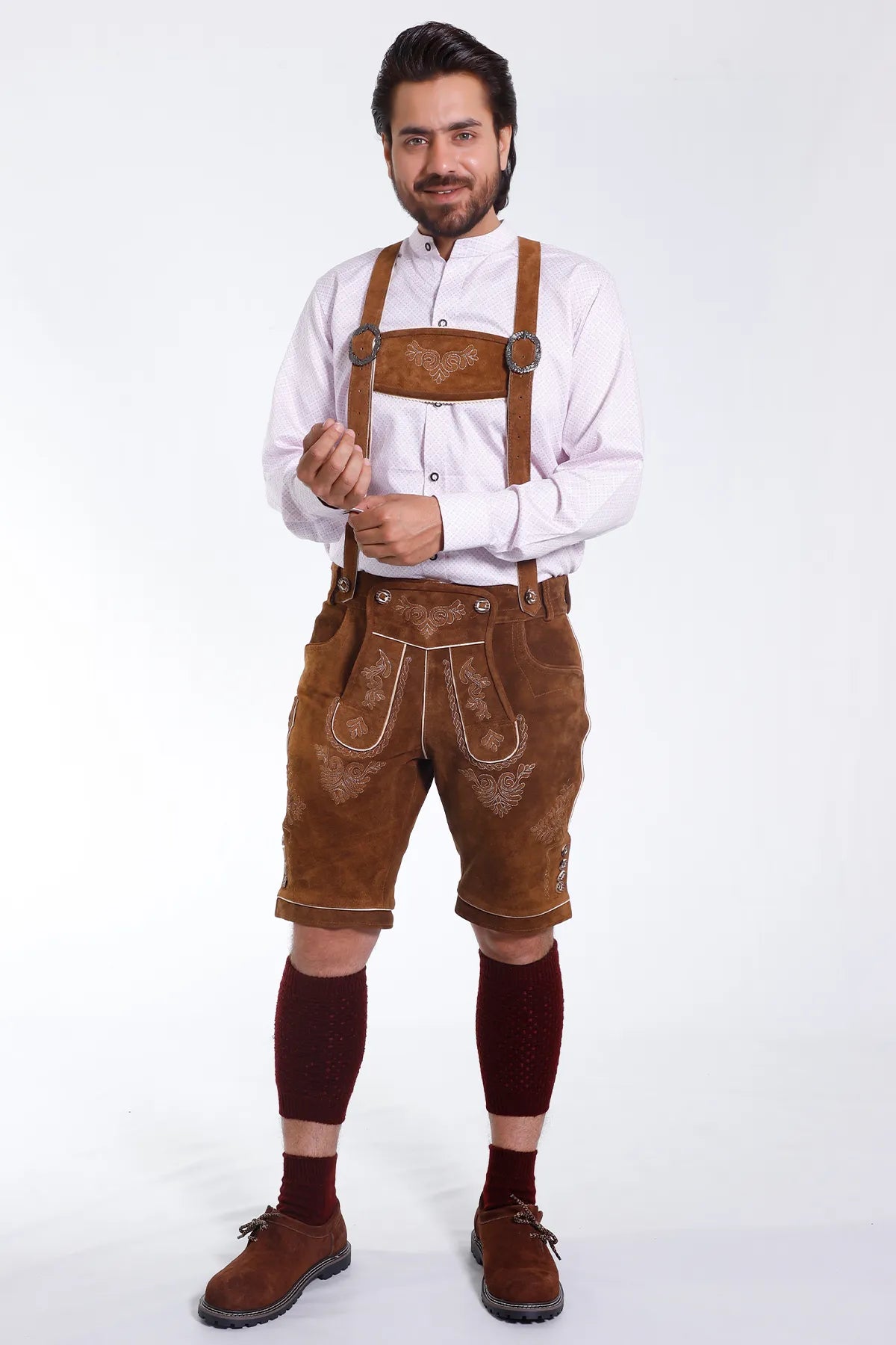 Genuine Bavarian Lederhosen for Men Hazelnut Brown Set