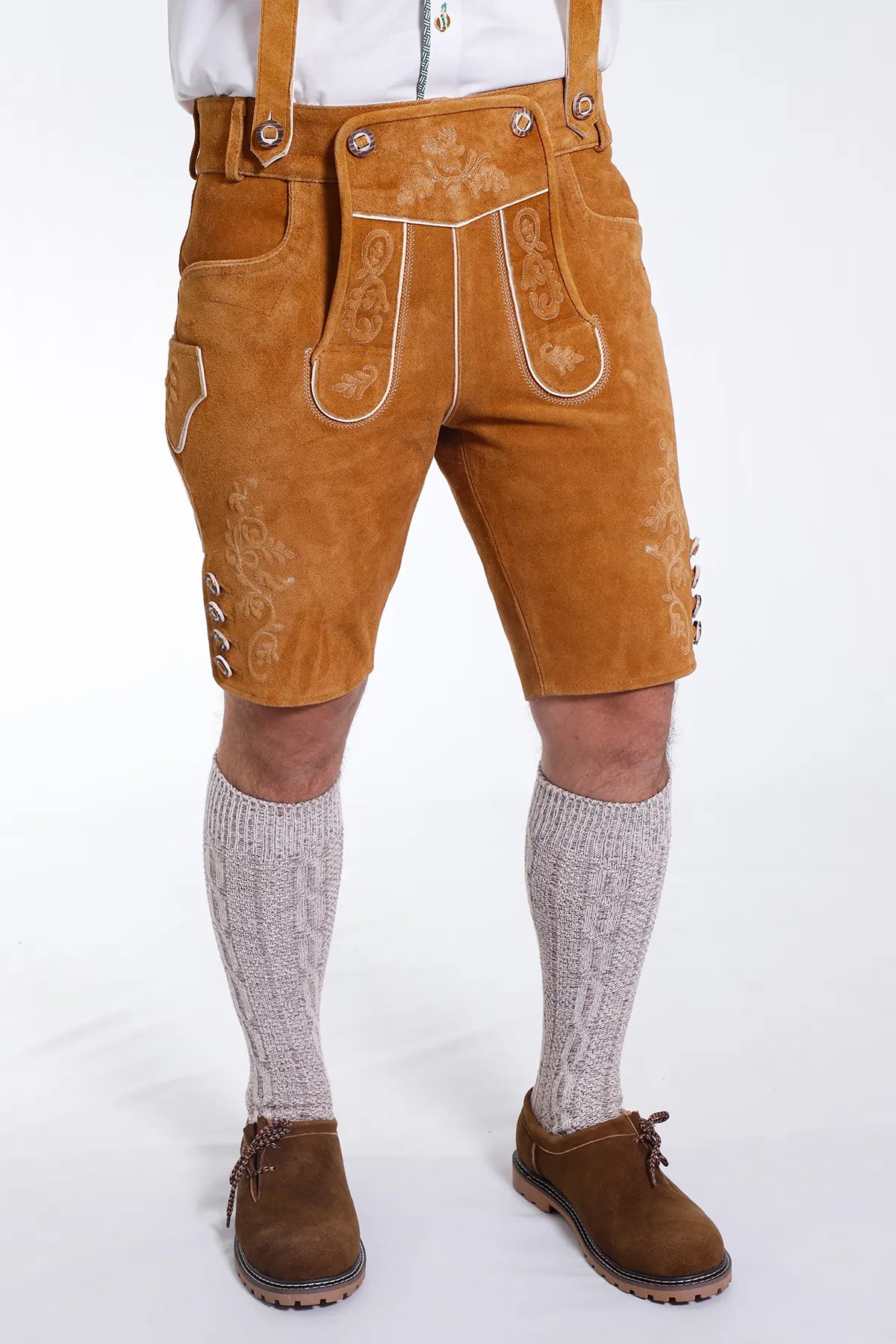 German Lederhosen Men in Natural Brown