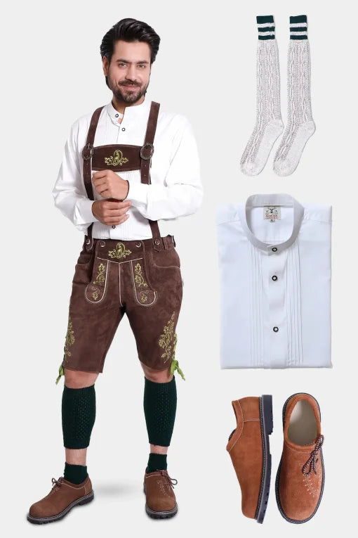 Classic Walnut Brown Lederhosen Attire Set