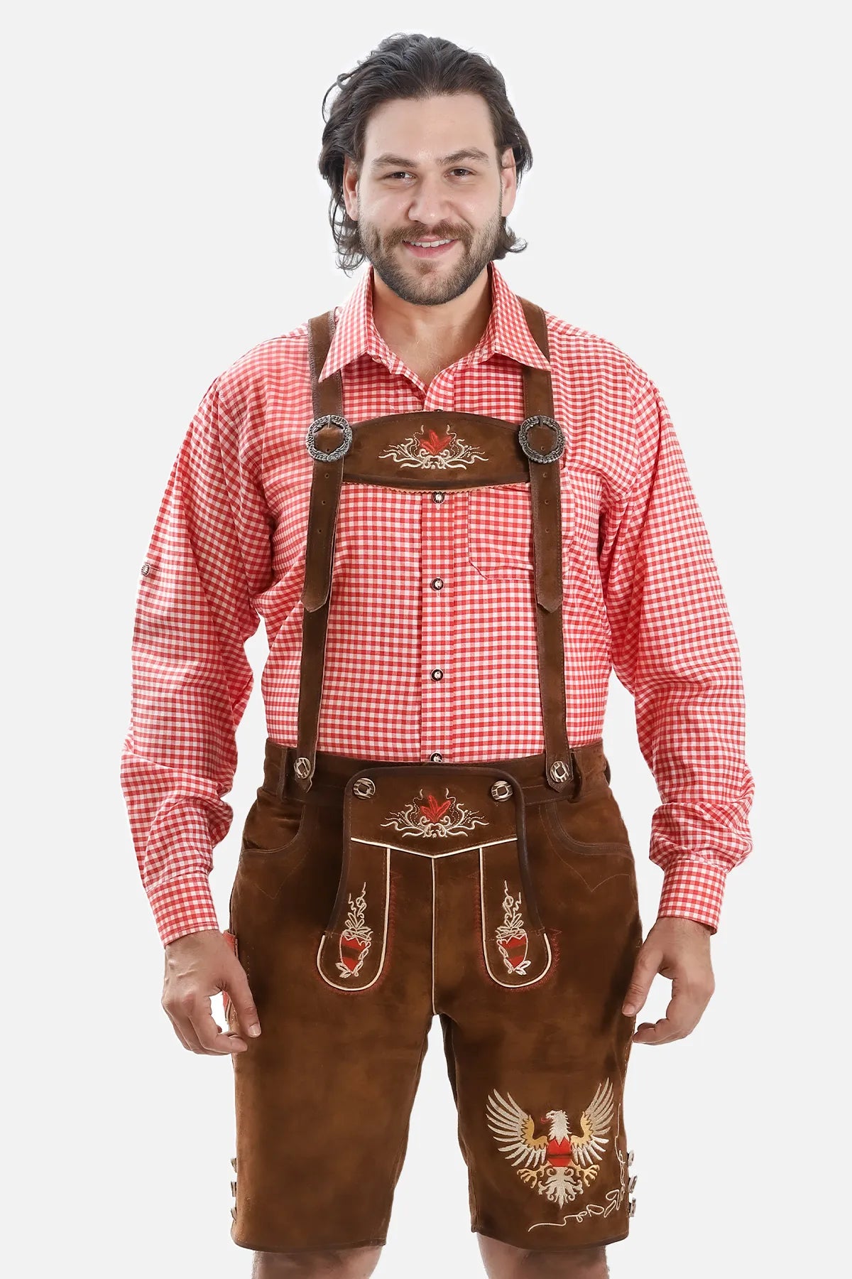 Adler Embroidered Brown Lederhosen Shorts for Men