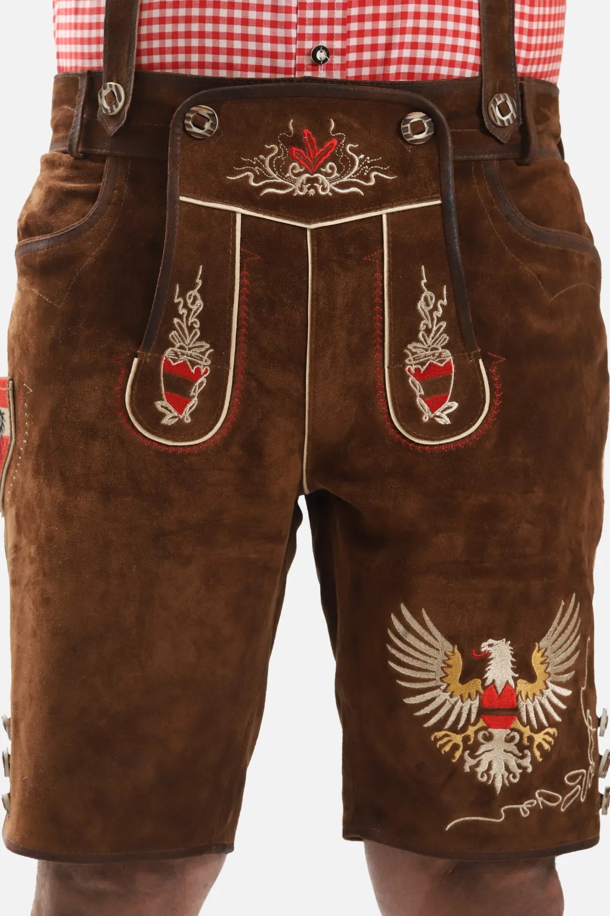 Adler Embroidered Brown Lederhosen Shorts for Men