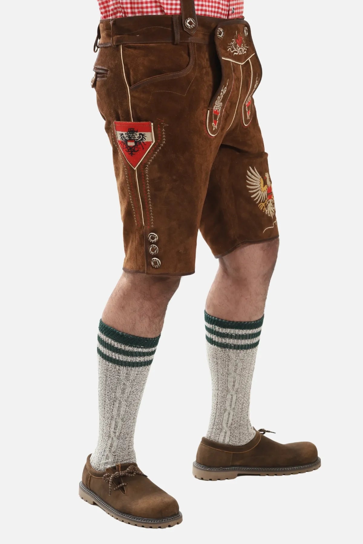 Adler Embroidered Brown Lederhosen Shorts for Men