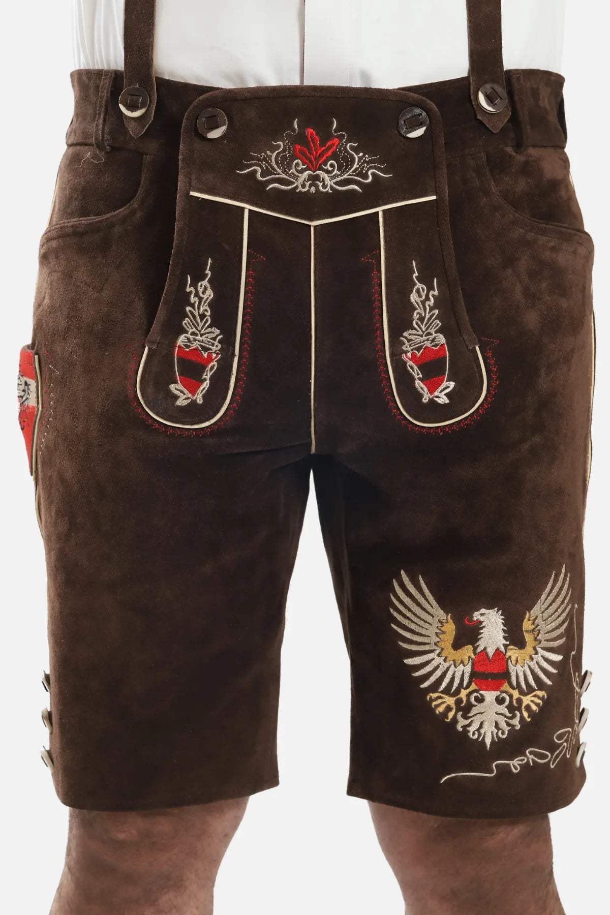 Men's Chocolate Brown Bavarian Lederhosen with Suspenders